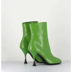 Boots En Cuir Vert A Talon Fin - Lidia 095 Green