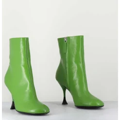 Boots En Cuir Vert A Talon Fin - Lidia 095 Green