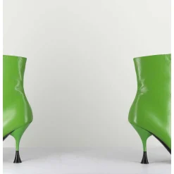Boots En Cuir Vert A Talon Fin - Lidia 095 Green