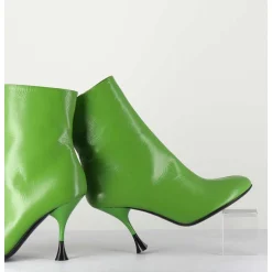 Boots En Cuir Vert A Talon Fin - Lidia 095 Green