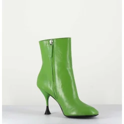 Boots En Cuir Vert A Talon Fin - Lidia 095 Green