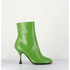 Boots En Cuir Vert A Talon Fin - Lidia 095 Green