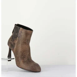 Boots En Cuir Vieilli Marron Talon Haut - M6390 Moro