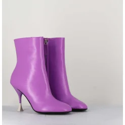 Boots En Cuir Violet A Talon Fin - Lidia 095 Amethyst