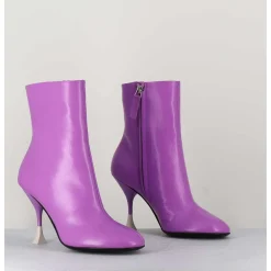 Boots En Cuir Violet A Talon Fin - Lidia 095 Amethyst