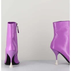 Boots En Cuir Violet A Talon Fin - Lidia 095 Amethyst