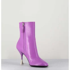 Boots En Cuir Violet A Talon Fin - Lidia 095 Amethyst