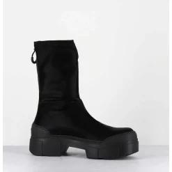 Boots En Nylon Satine Noir Semelle Sport En Gomme - 1D7306D Scully Black