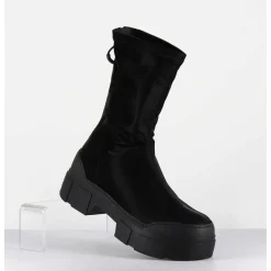 Boots En Nylon Satine Noir Semelle Sport En Gomme - 1D7306D Scully Black