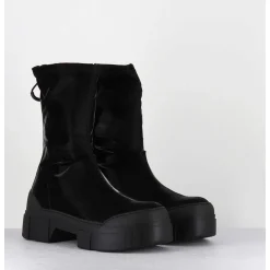 Boots En Nylon Satine Noir Semelle Sport En Gomme - 1D7306D Scully Black