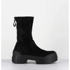 Boots En Nylon Satine Noir Semelle Sport En Gomme - 1D7306D Scully Black