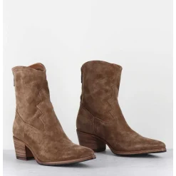Boots Esprit Santiag En Daim Souple Camel - Venere 48035 Farro