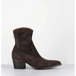 Boots Esprit Santiag En Daim Souple Marron Fonce - Venere 48035 Quinoa