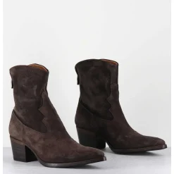 Boots Esprit Santiag En Daim Souple Marron Fonce - Venere 48035 Quinoa