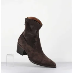 Boots Esprit Santiag En Daim Souple Marron Fonce - Venere 48035 Quinoa