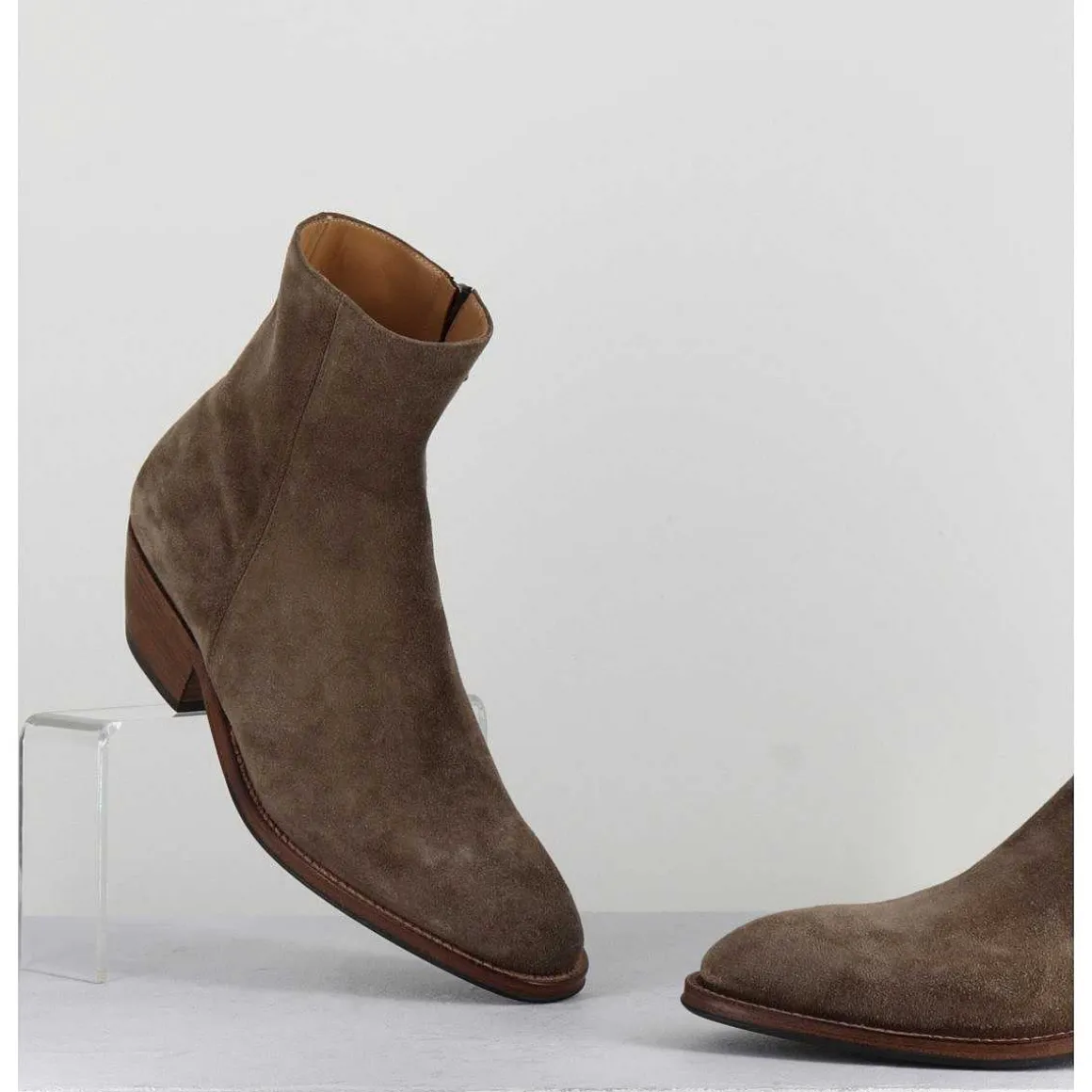Boots Esprit Santiags En Daim Taupe - Amina58027 Sambuco