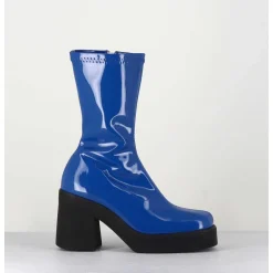 Boots Galbante En Stretch Vernis Bleu - Noely Blue Boots