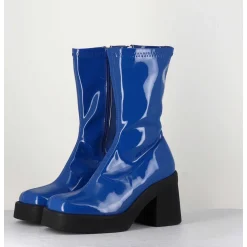 Boots Galbante En Stretch Vernis Bleu - Noely Blue Boots