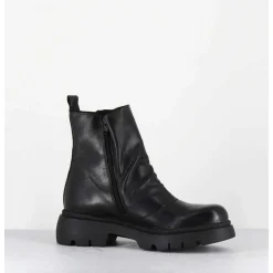 Boots Legeres En Cuir Noir A Zip Asymetrique - Naco07 Carly Nero