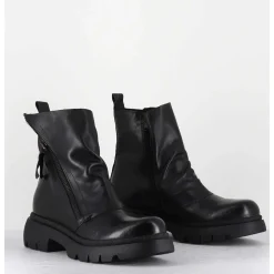 Boots Legeres En Cuir Noir A Zip Asymetrique - Naco07 Carly Nero