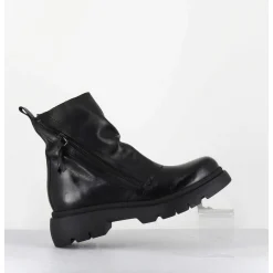 Boots Legeres En Cuir Noir A Zip Asymetrique - Naco07 Carly Nero