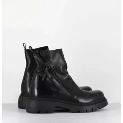 Boots Legeres En Cuir Noir A Zip Asymetrique - Naco07 Carly Nero