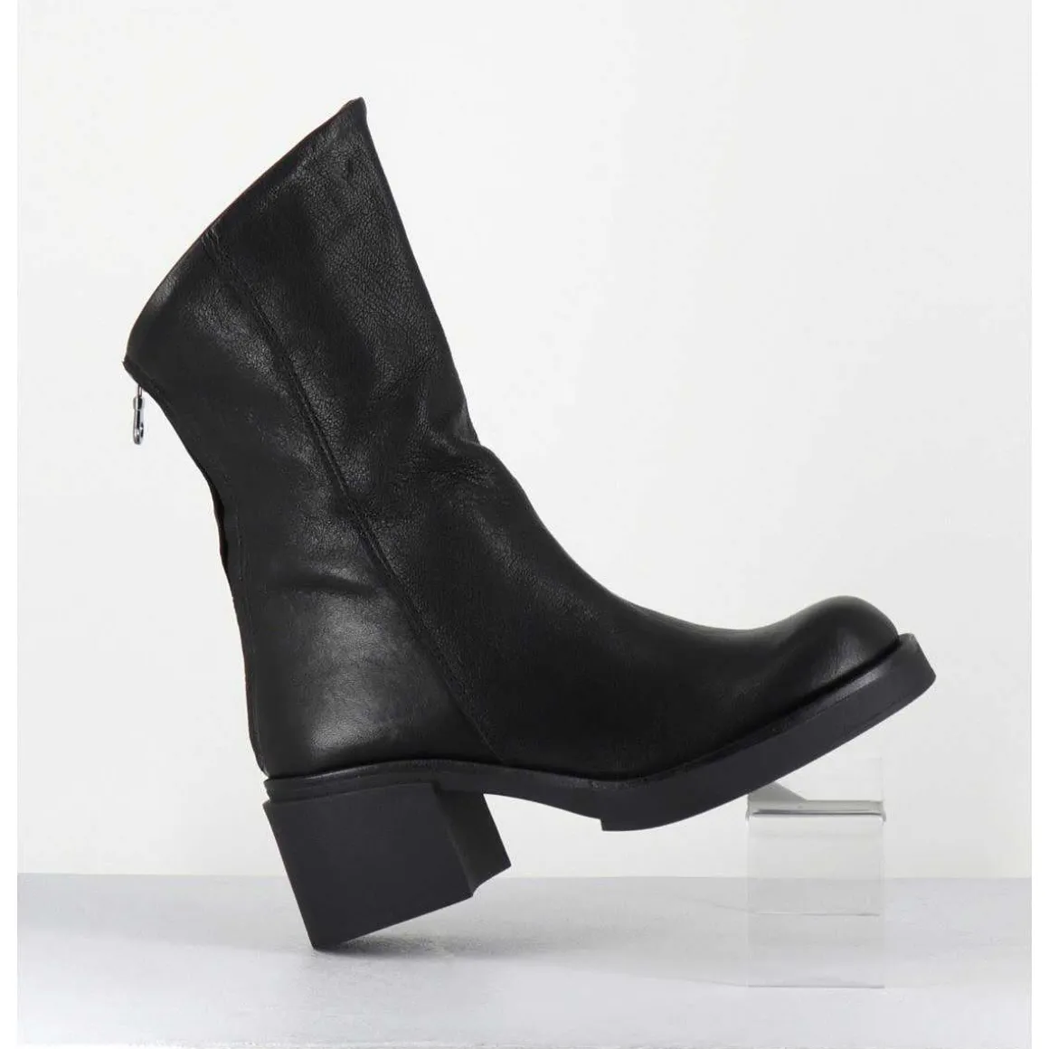 Boots Legeres Esprit Biker En Cuir Noir - Yama Lavato Nero