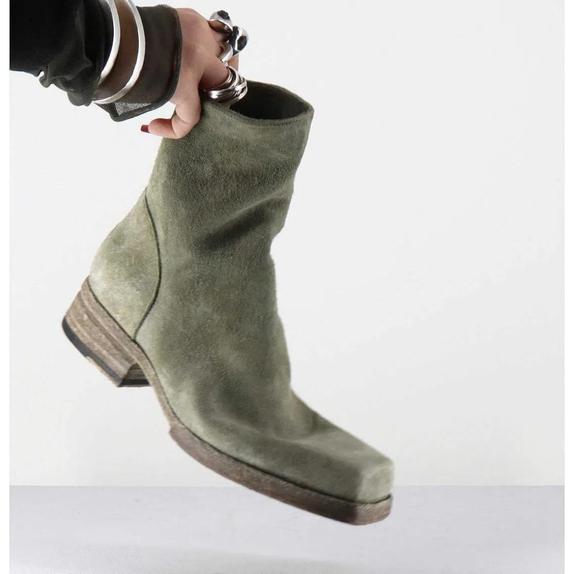 Boots Ligne Avant-Garde En Daim Lave Kaki - 51798 Verde Washed