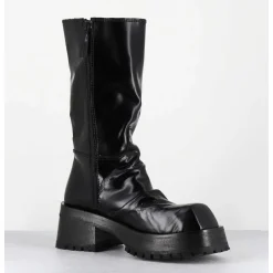 Boots Ligne Brutaliste En Cuir Glace Noir - Dima Shiny Nero