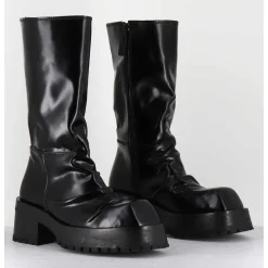 Boots Ligne Brutaliste En Cuir Glace Noir - Dima Shiny Nero
