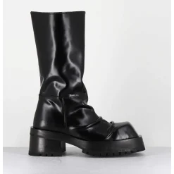 Boots Ligne Brutaliste En Cuir Glace Noir - Dima Shiny Nero