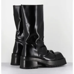 Boots Ligne Brutaliste En Cuir Glace Noir - Dima Shiny Nero