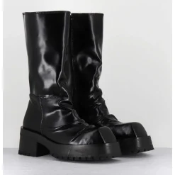 Boots Ligne Brutaliste En Cuir Glace Noir - Dima Shiny Nero