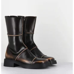 Boots Marron & Beige Bout Carre 90S - Dahlia Brown Boots