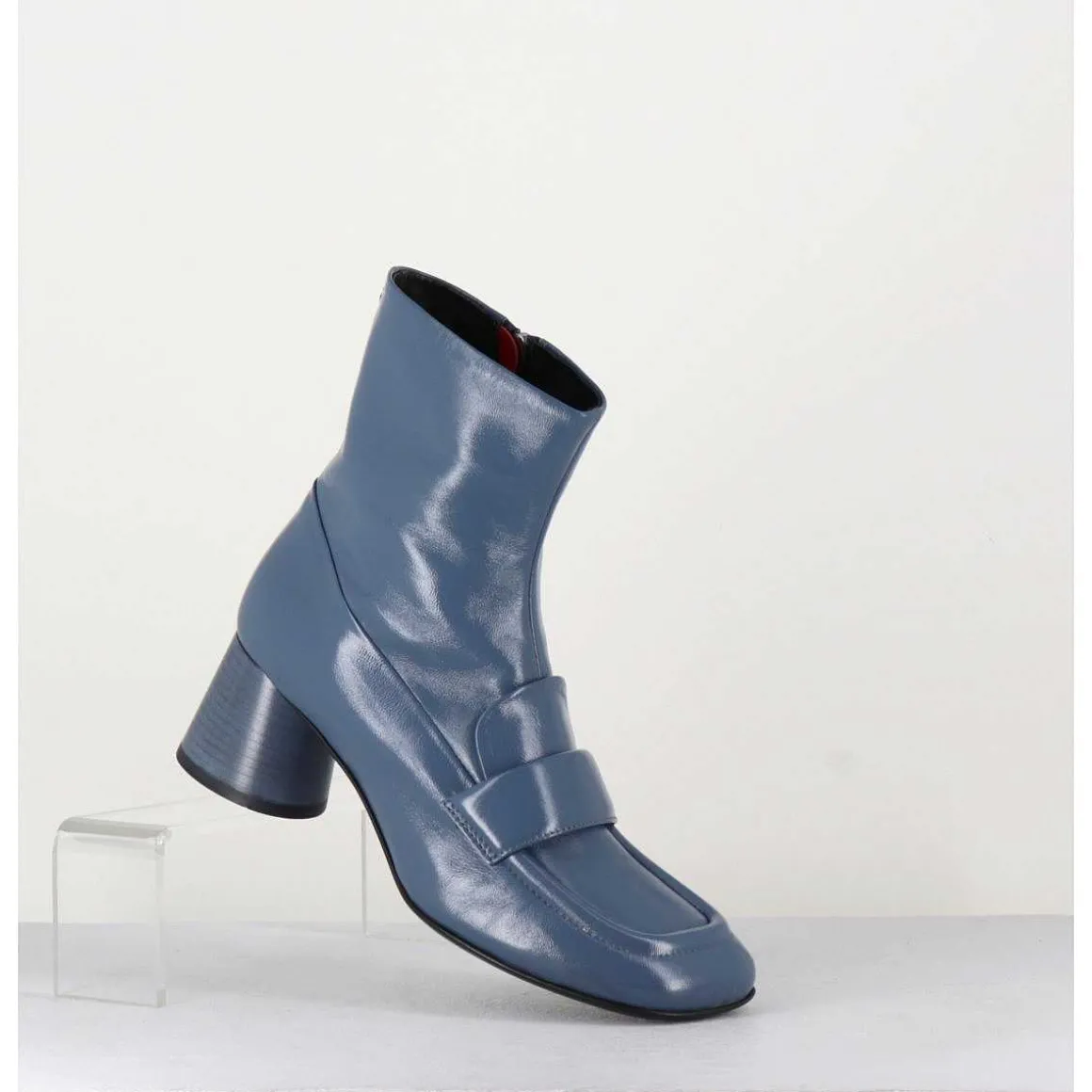 Boots Mocassins En Cuir Bleu Gris - Dani05 Grisaglia