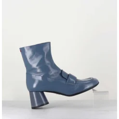 Boots Mocassins En Cuir Bleu Gris - Dani05 Grisaglia