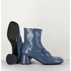 Boots Mocassins En Cuir Bleu Gris - Dani05 Grisaglia