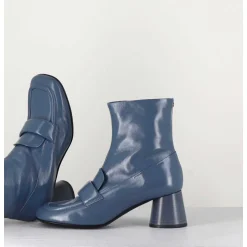 Boots Mocassins En Cuir Bleu Gris - Dani05 Grisaglia