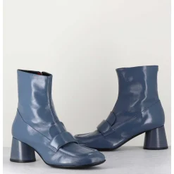 Boots Mocassins En Cuir Bleu Gris - Dani05 Grisaglia