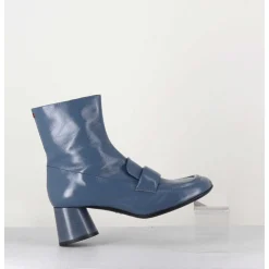 Boots Mocassins En Cuir Bleu Gris - Dani05 Grisaglia