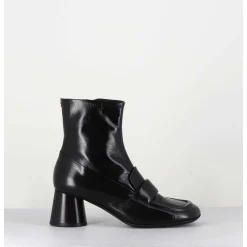 Boots Mocassins En Cuir Noir - Dani05 Nero