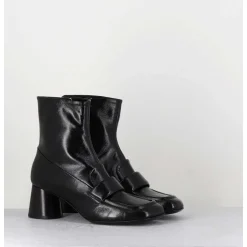 Boots Mocassins En Cuir Noir - Dani05 Nero
