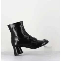 Boots Mocassins En Cuir Noir - Dani05 Nero
