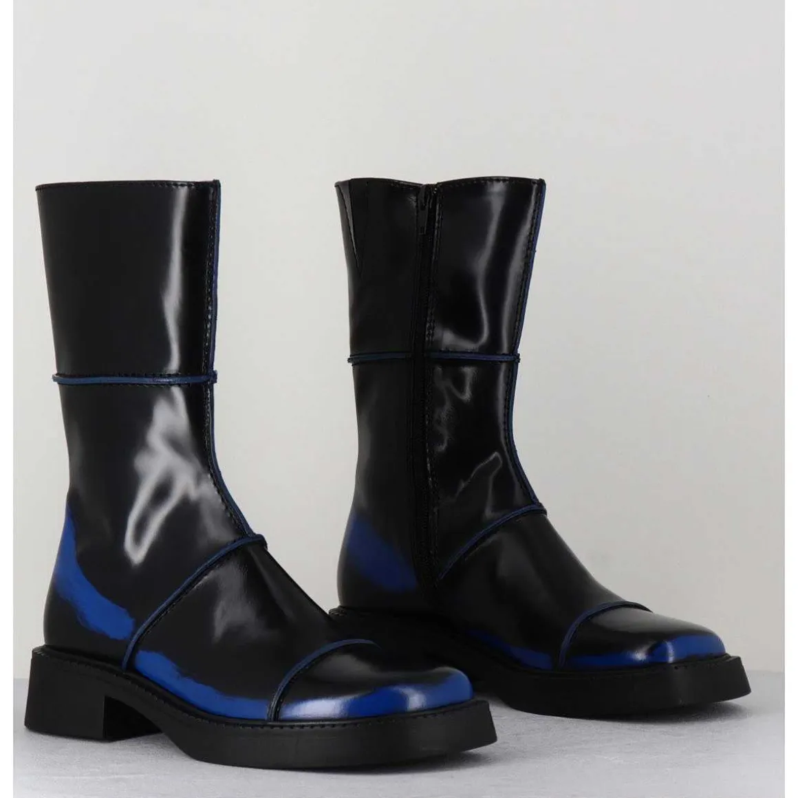 Boots Noir & Bleu Bout Carre 90S - Edahlia Blu Boots