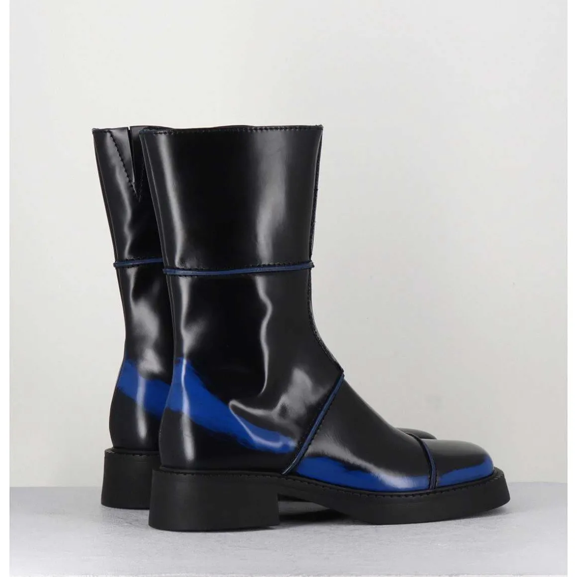 Boots Noir & Bleu Bout Carre 90S - Edahlia Blu Boots