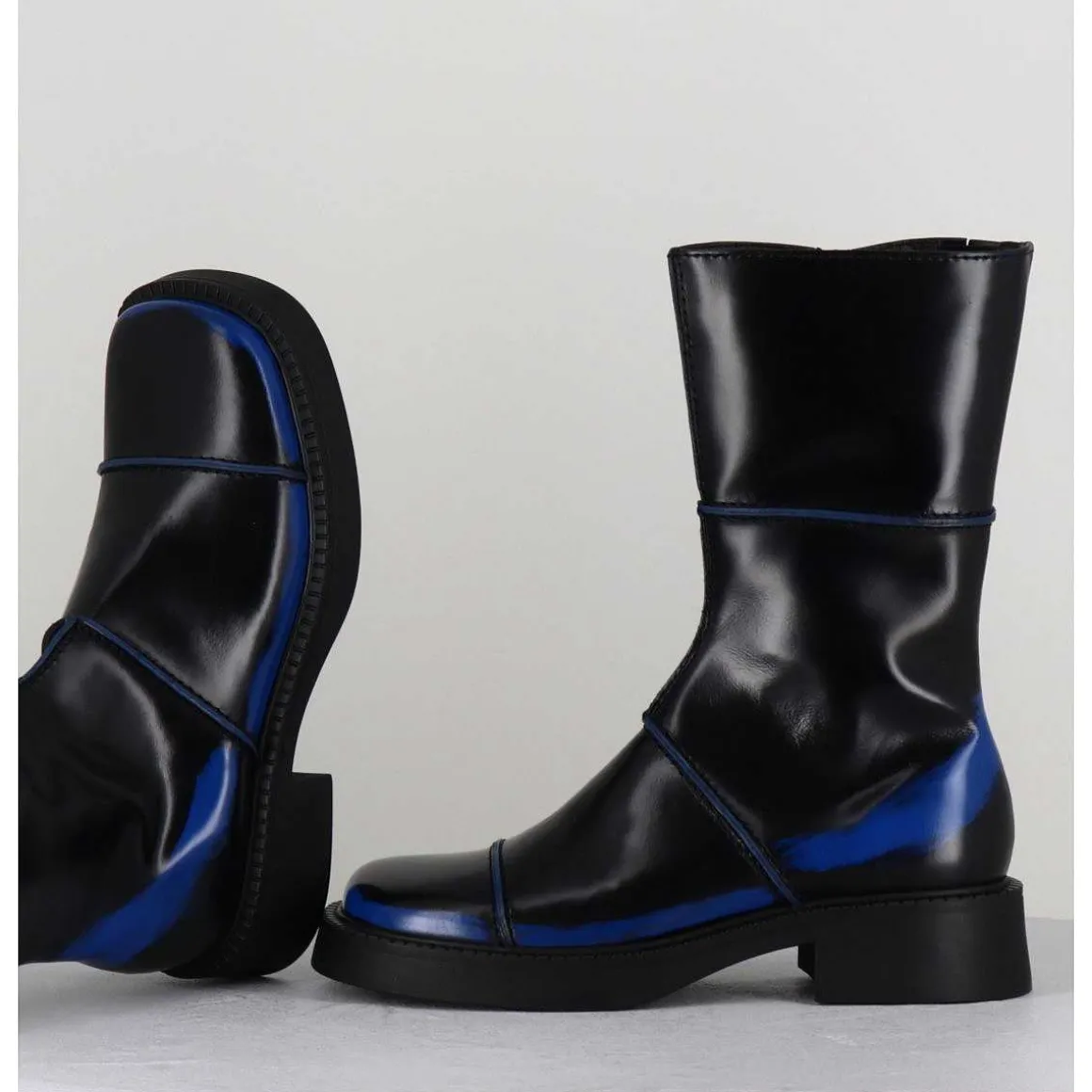 Boots Noir & Bleu Bout Carre 90S - Edahlia Blu Boots