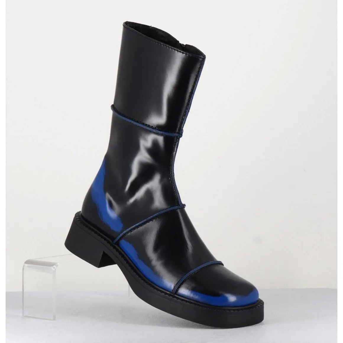 Boots Noir & Bleu Bout Carre 90S - Edahlia Blu Boots