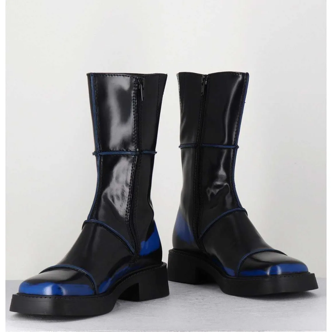 Boots Noir & Bleu Bout Carre 90S - Edahlia Blu Boots