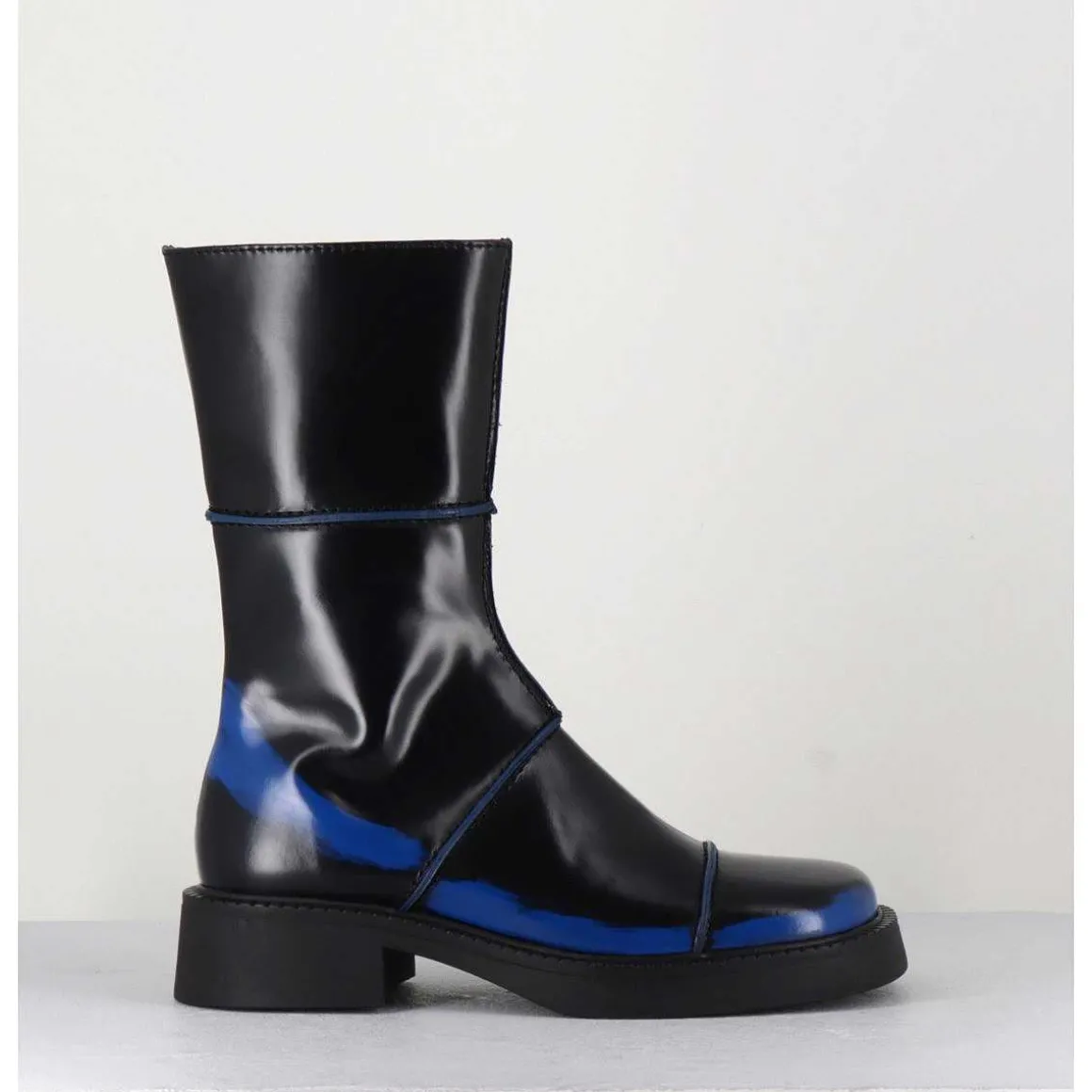 Boots Noir & Bleu Bout Carre 90S - Edahlia Blu Boots