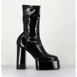 Boots Noires Vernis Stretch - Victoria Mok Patent